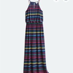 Market & Spruce Striped Maxi Dress - Navy, Pink, Yellow, Green